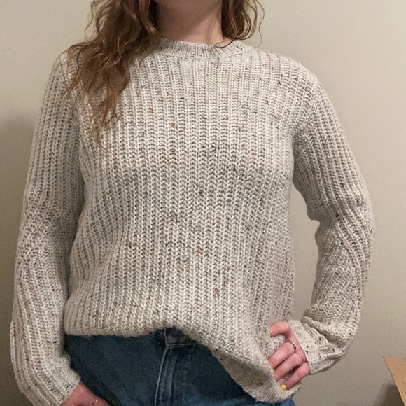 A New Day beige and cream chunky knit sweater sz L - Picture 2 of 11